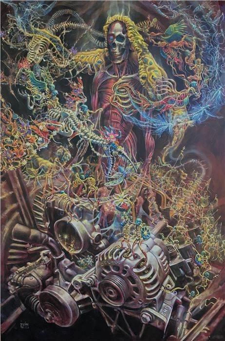 Graham Toms, Deity of Automobiles, Acrylic on canvas, 60" x 40"